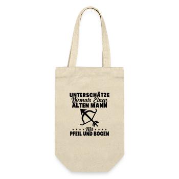 Unterschätze Alten Mann Pfeil und Bogen Spruch - Geschenkbeutel für Flaschen - Natur - Vorne