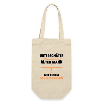 Alter Mann mit Segelflugzeug | Segelfliegen - Geschenkbeutel für Flaschen - Natur - Vorne