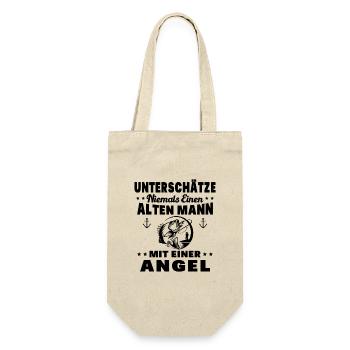 Ein Alter Mann mit Seiner Angelrute Angelgeschen - Geschenkbeutel für Flaschen - Natur - Vorne