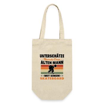 Unterschätze niemals einen alten Mann Skateboard - Geschenkbeutel für Flaschen - Natur - Vorne