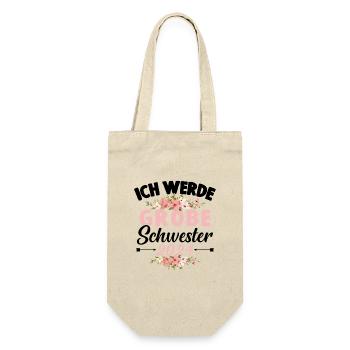 Große Schwester 2024 Baby Schwangerschaft Kind - Geschenkbeutel für Flaschen - Natur - Vorne