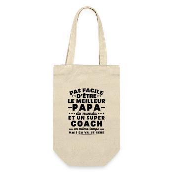 Papa et Coach Humour Cadeau - Sac à bouteille - nature - Devant