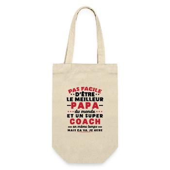 Papa et Coach Humour Cadeau - Sac à bouteille - nature - Devant