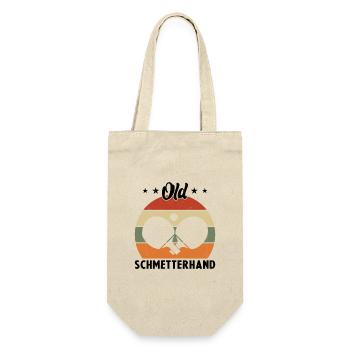 Old Schmetterhand Tischtennis Geschenkidee - Geschenkbeutel für Flaschen - Natur - Vorne
