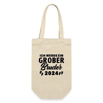 Ich werde ein großer Bruder sein 2024 - Geschenkbeutel für Flaschen - Natur - Vorne