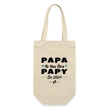 Futur Grand Père Papa Tu Vas Être Papy 2024 - Sac à bouteille - nature - Devant