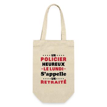 un policier heureux le lundi s'appelle un retraité - Sac à bouteille - nature - Devant