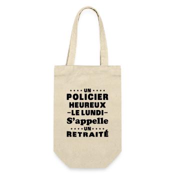 un policier heureux le lundi s'appelle un retraité - Sac à bouteille - nature - Devant
