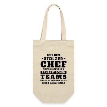 Ich bin Stolzer Chef Geschenkidee - Geschenkbeutel für Flaschen - Natur - Vorne