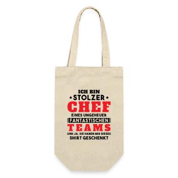 Ich bin Stolzer Chef Geschenkidee - Geschenkbeutel für Flaschen - Natur - Vorne