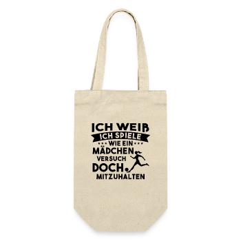 Fußball Sport Mädchen Geschenk - Geschenkbeutel für Flaschen - Natur - Vorne