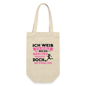 Fußball Sport Mädchen Geschenk - Geschenkbeutel für Flaschen - Natur - Vorne