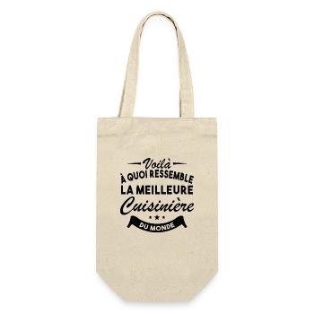 Idée cadeau - Meilleure cuisinière au monde - Sac à bouteille - nature - Devant
