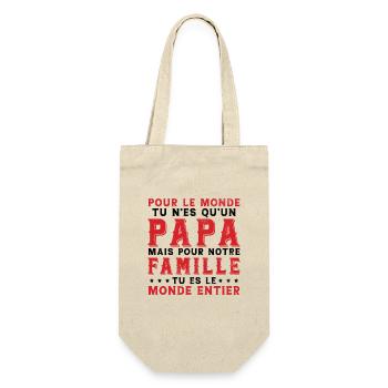 Papa Tu Es Le Monde Entier Drôle Fête Des Pères - Sac à bouteille - nature - Devant