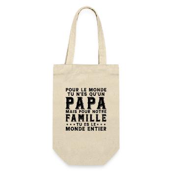 Papa Tu Es Le Monde Entier Drôle Fête Des Pères - Sac à bouteille - nature - Devant