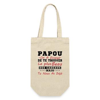 Papou Cadeau humour papa fête des pères - Sac à bouteille - nature - Devant