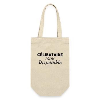 Célibataire 100% disponible Cadeau Drôle Valentin - Sac à bouteille - nature - Devant