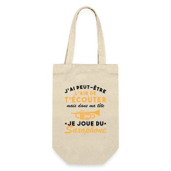 Dans Ma Tête Je Joue Du Saxophone Musicien Drôle - Sac à bouteille - nature - Devant