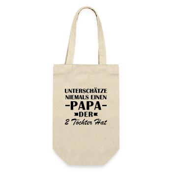 Unterschätze Niemals Einen Papa Der 2 Töchter - Geschenkbeutel für Flaschen - Natur - Vorne