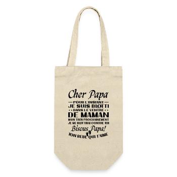 Originelle Schwangerschaftsanzeige für werdende Väter - Geschenkbeutel für Flaschen - Natur - Vorne