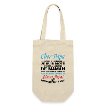 Originelle Schwangerschaftsanzeige für werdende Väter - Geschenkbeutel für Flaschen - Natur - Vorne