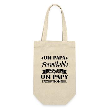 Toller Papa gibt immer außergewöhnlichen Opa - Geschenkbeutel für Flaschen - Natur - Vorne