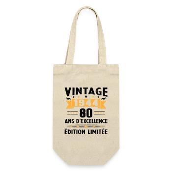80 Jahre 1944 Vintage Retro Geburtstagsgeschenk - Geschenkbeutel für Flaschen - Natur - Vorne