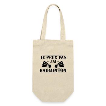 Je Peux Pas J'ai Badminton Humour Cadeau - Sac à bouteille - nature - Devant