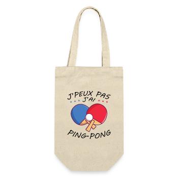 J'peux pas J'ai Ping pong Humour cadeau - Sac à bouteille - nature - Devant