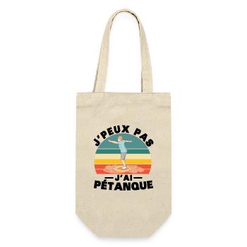 Je peux pas J'ai pétanque Humour cadeau - Sac à bouteille - nature - Devant