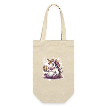 Einhorn Bier Lustig - Geschenkbeutel für Flaschen - Natur - Vorne