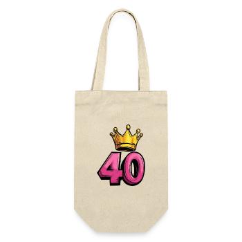 40 Zahl Krone - Geschenkbeutel für Flaschen - Natur - Vorne