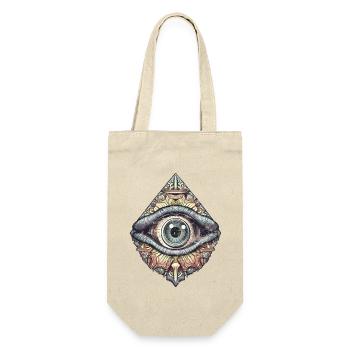 Allsehendes Auge Illuminati Retro Vintage Symbol - Geschenkbeutel für Flaschen - Natur - Vorne