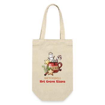 Hot Cacao, warm wishes and hot cacao kisses - Geschenkbeutel für Flaschen - Natur - Vorne