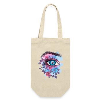 Blaues psychedelisches blumiges Auge - Geschenkbeutel für Flaschen - Natur - Vorne
