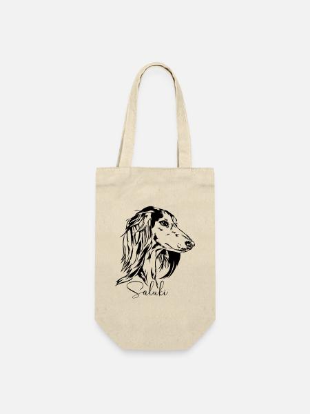 SALUKI Portrait Windhunde Windhund Wilsigns - Geschenkbeutel für Flaschen - Natur
