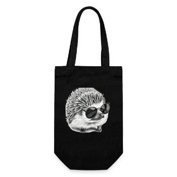 cute little hedgehog with sunglasses cute child - Gift Bag for Bottles - black - Front