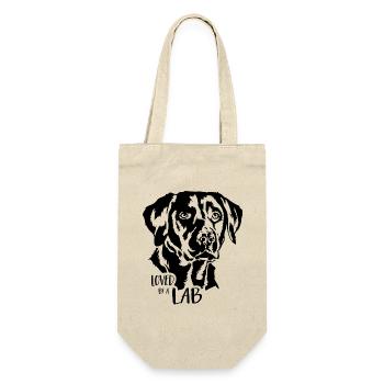 Loved by a Lab Labrador Labbi Hunde Wilsigns - Geschenkbeutel für Flaschen - Natur - Vorne