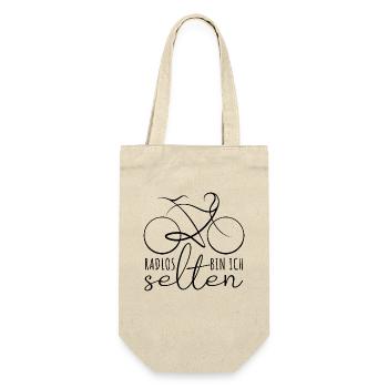 Radlos bin ich selten - Fahrrad Spruch - Geschenkbeutel für Flaschen - Natur - Vorne