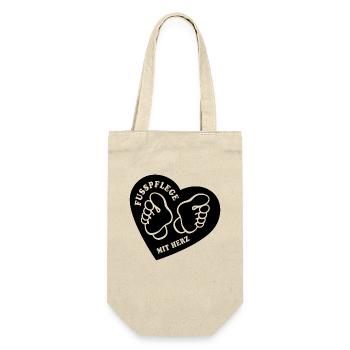 Füße - Fußpflege mit Herz - Podologin - Spruch - Geschenkbeutel für Flaschen - Natur - Vorne