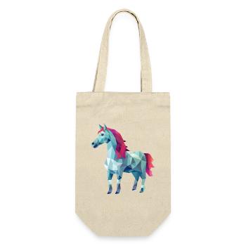 White Horse in Pink Polygon Art Design - Gift Bag for Bottles - nature - Front