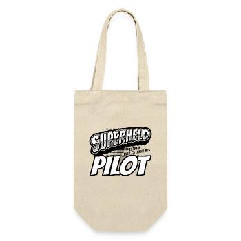 Superheld, clever getarnt als Pilot - Geschenkbeutel für Flaschen - Natur - Vorne