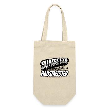 Superheld, clever getarnt als Hausmeister - Geschenkbeutel für Flaschen - Natur - Vorne