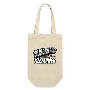 Superheld, clever getarnt als Klempner - Geschenkbeutel für Flaschen - Natur - Vorne