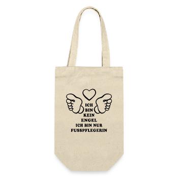 Ich bin kein Engel ich bin nur Fußpflegerin - Geschenkbeutel für Flaschen - Natur - Vorne