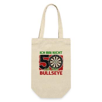 Ich bin nicht 50 ich bin Bullseye Geburtstag Dart - Geschenkbeutel für Flaschen - Natur - Vorne