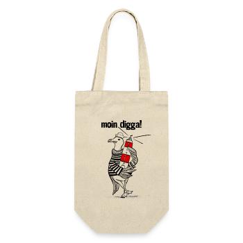 Moin Digga! - Geschenkbeutel für Flaschen - Natur - Vorne