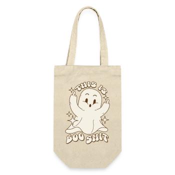 This is Boo Shit - Geist Spruch Lustig Halloween - Geschenkbeutel für Flaschen - Natur - Vorne
