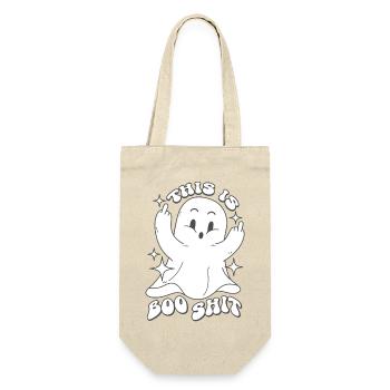This is Boo Shit - Geist Lustige Sprüche Halloween - Geschenkbeutel für Flaschen - Natur - Vorne