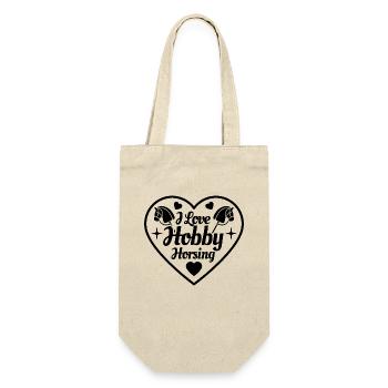 I Love Hobby Horsing - Herz - Hobby - Geschenkbeutel für Flaschen - Natur - Vorne